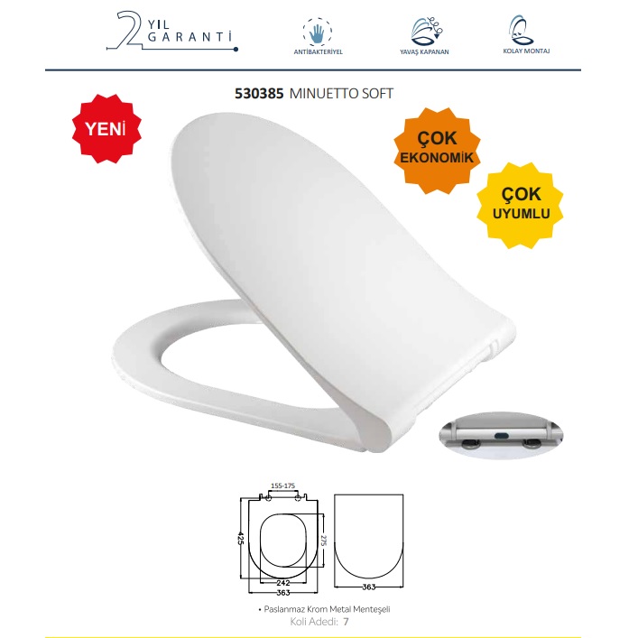 JAPAR DUROPLAST YAVAŞ KAPANAN MINUETTO SOFT KLOZET KAPAK